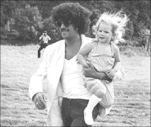 Phil Lynott and daughter Sarah at slane Castle (Courtesy of Andy Spearman)